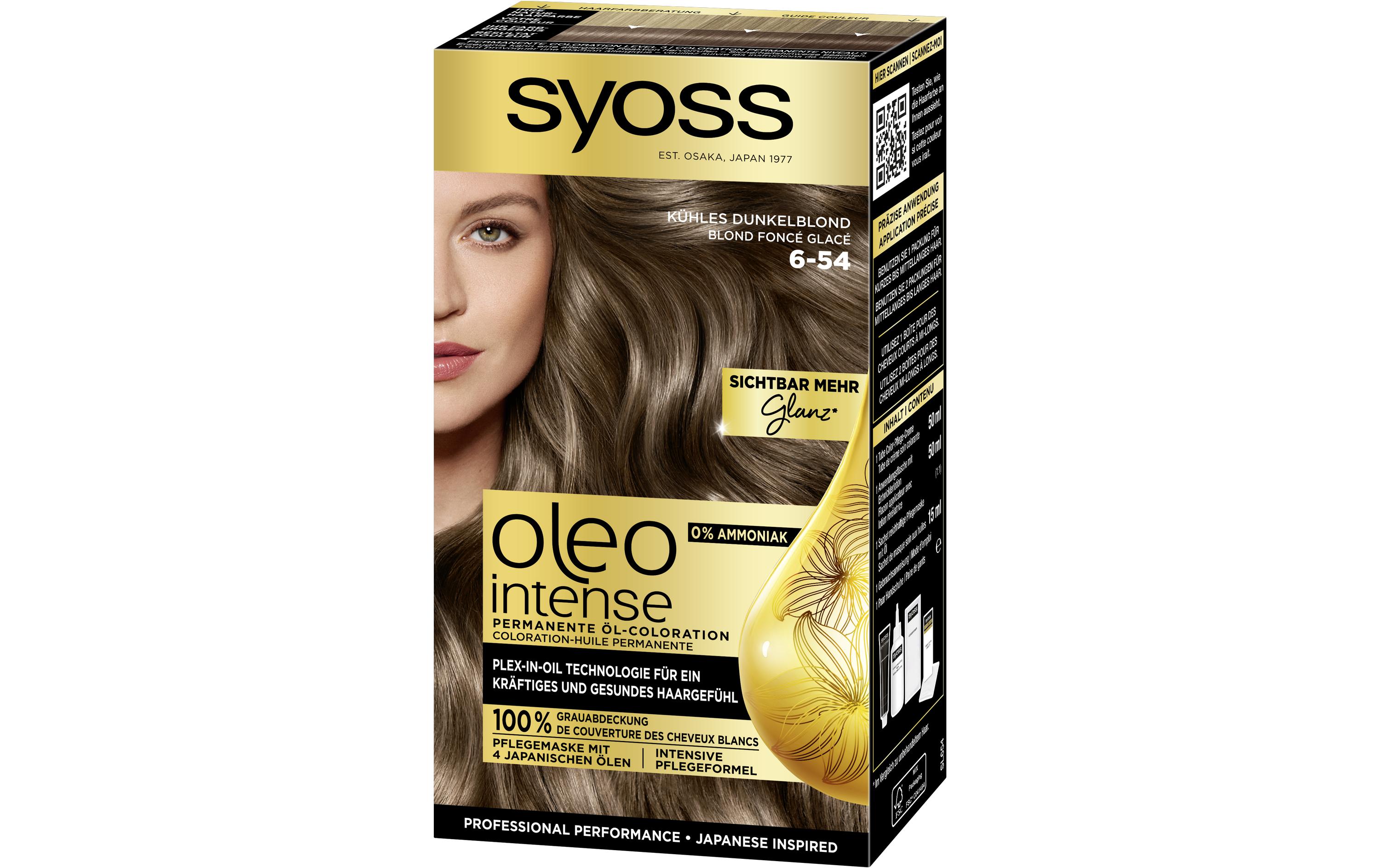 Haarcoloration Oleo Intense 6-54 Kühles DunkelblondDauerhafte Haarfarbe mit pflegenden Ölen
