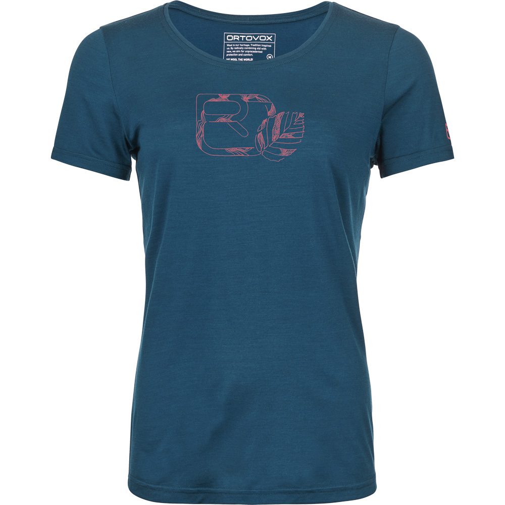ORTOVOX 120 Cool Tec Leaf Logo T-Shirt Damen petrol blue