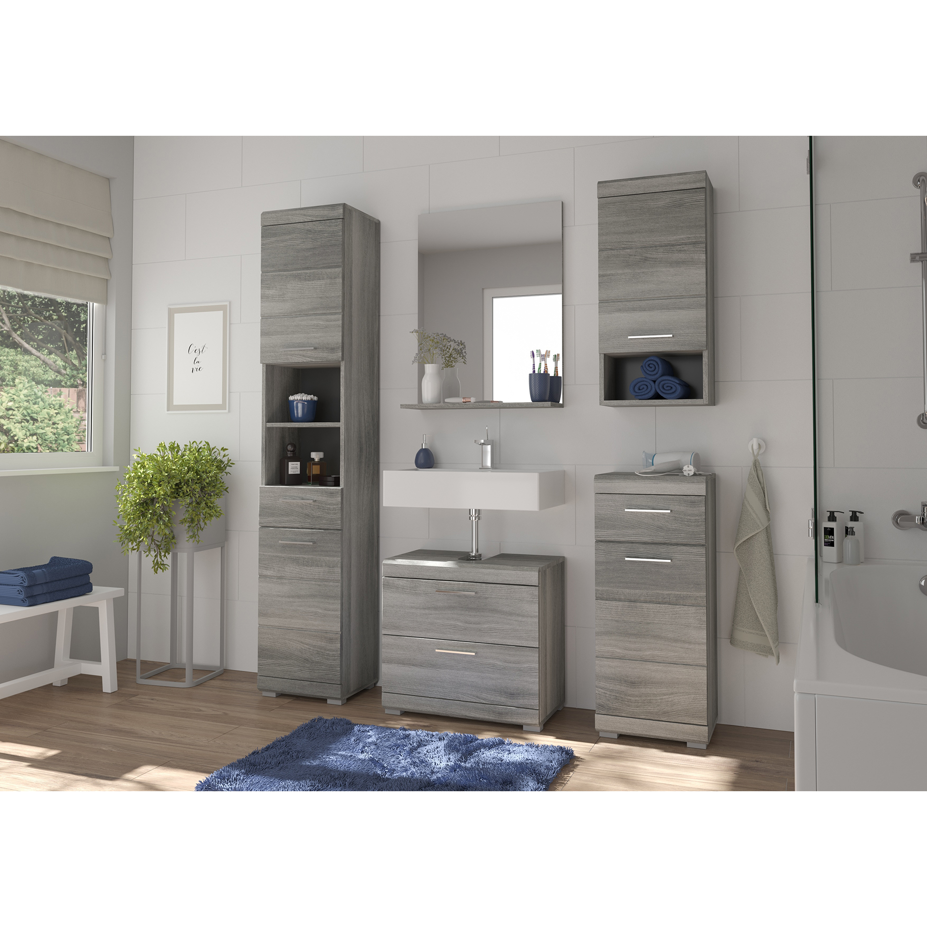 Highboard SOUL - Rauchsilber - 37 cm breit