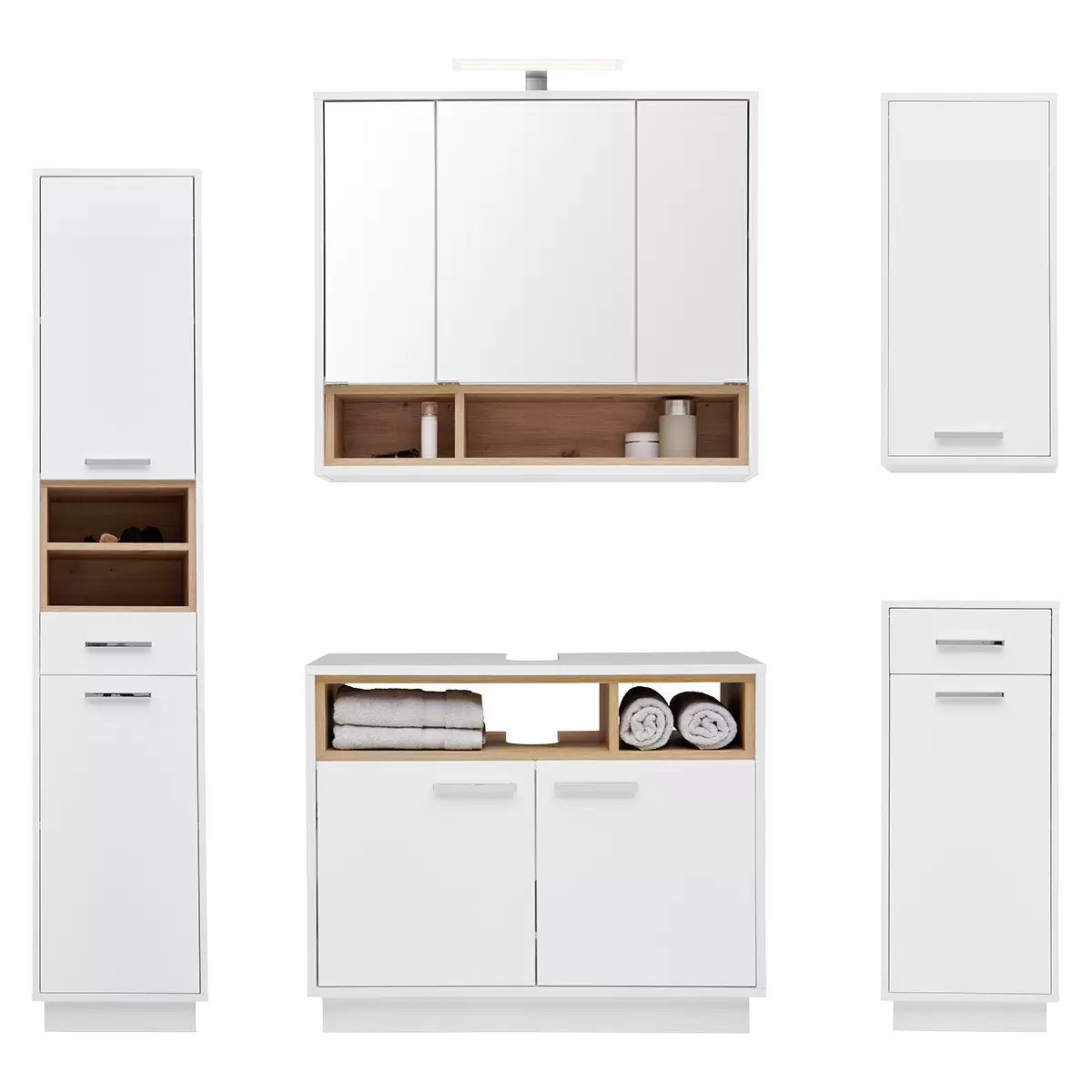 Waschbeckenunterschrank Milano WBU weiss,Artisan Eiche