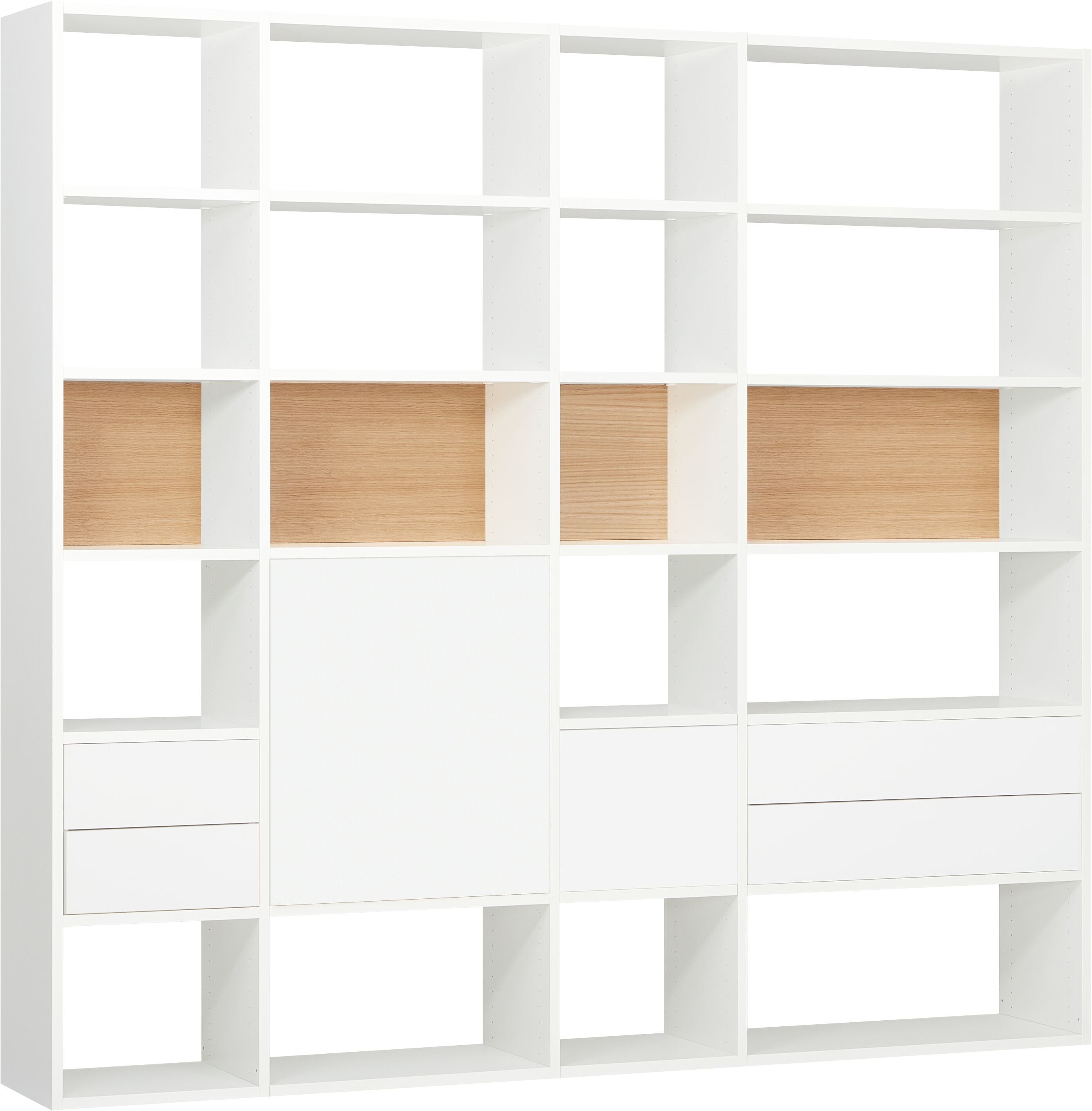 TARA Regal - Weiss / Eiche / B: 220.0 cm x T: 33.0 cm x H: 222.0 cm