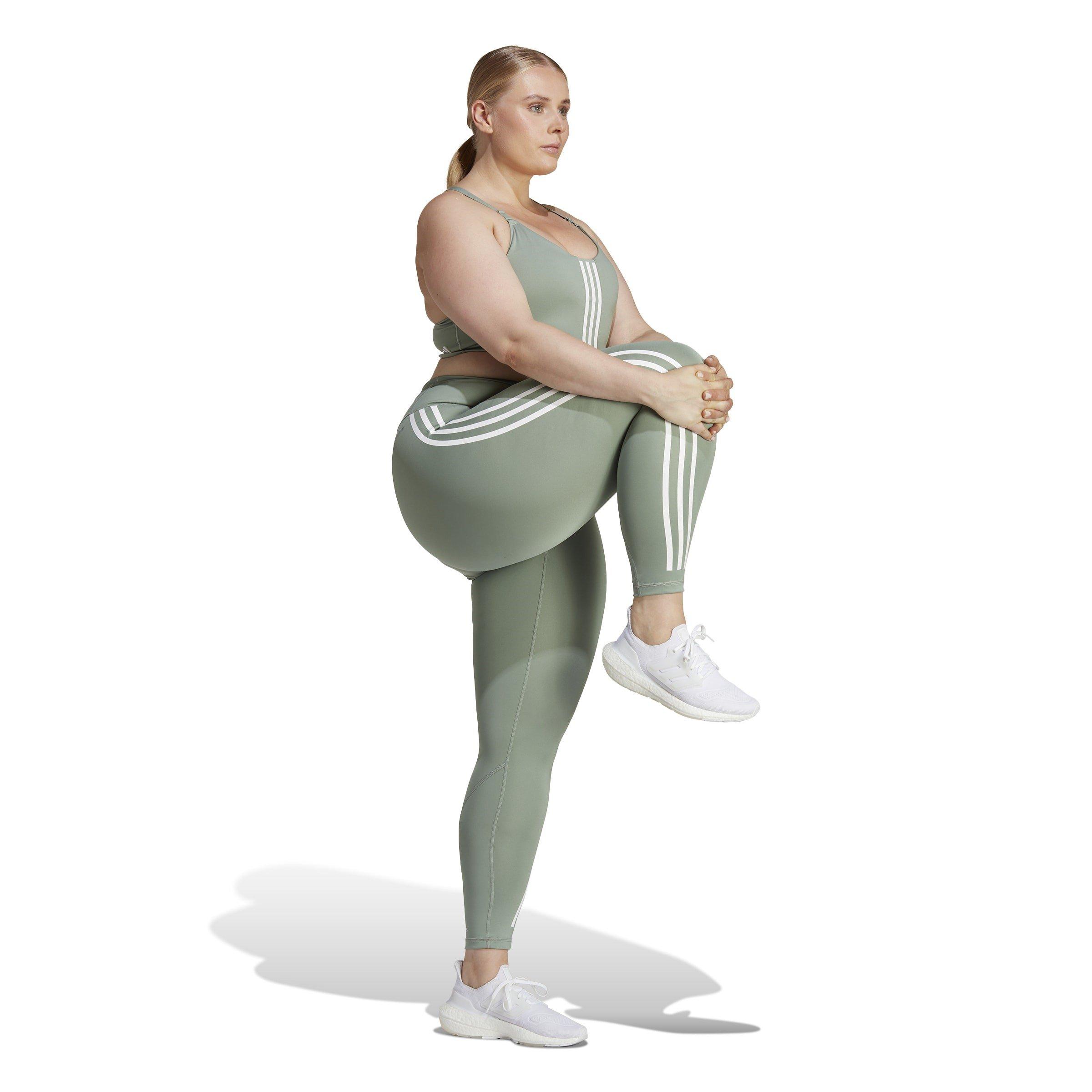 adidas Optime TrainIcons 3 Stripes 7 8 Leggings (Plus Size) Womens