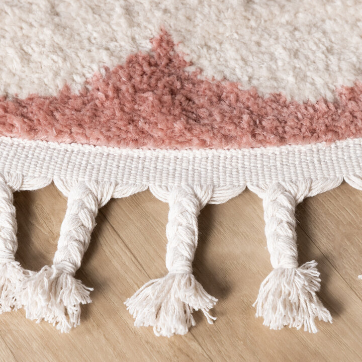 Rond wasbaar kindervloerkleed - Moos Flower Roze