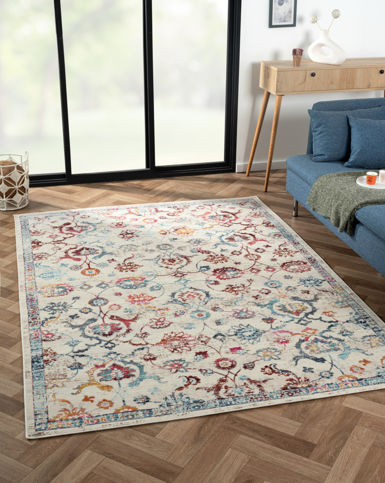 Teppich AURORA 4 - blau-rot-creme - 170x240 cm
