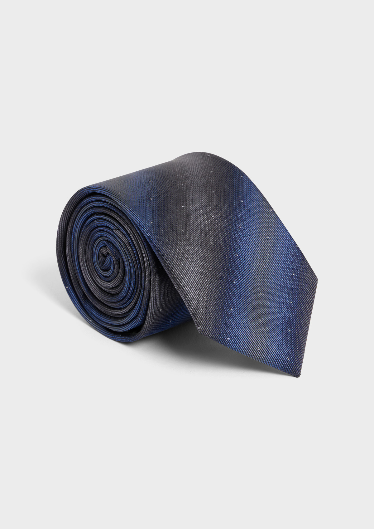 Cravate large en soie mélangée bleu cobalt à rayures grises