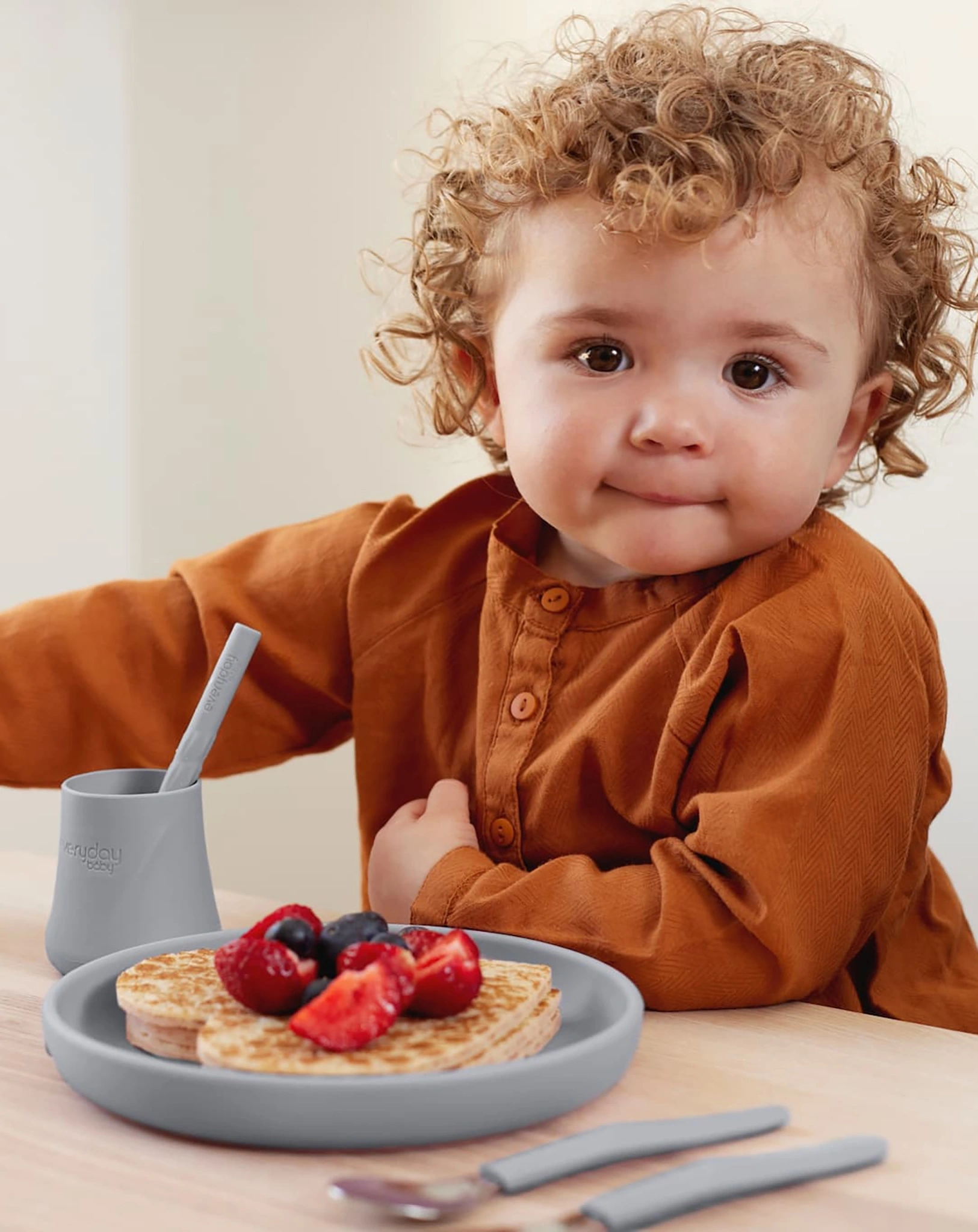 Silikon-Becher EVERYDAY BABY - DRINK & LEARN 2er Set in grau