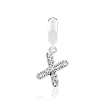 Charm's argent zirconia alphabet lettre X