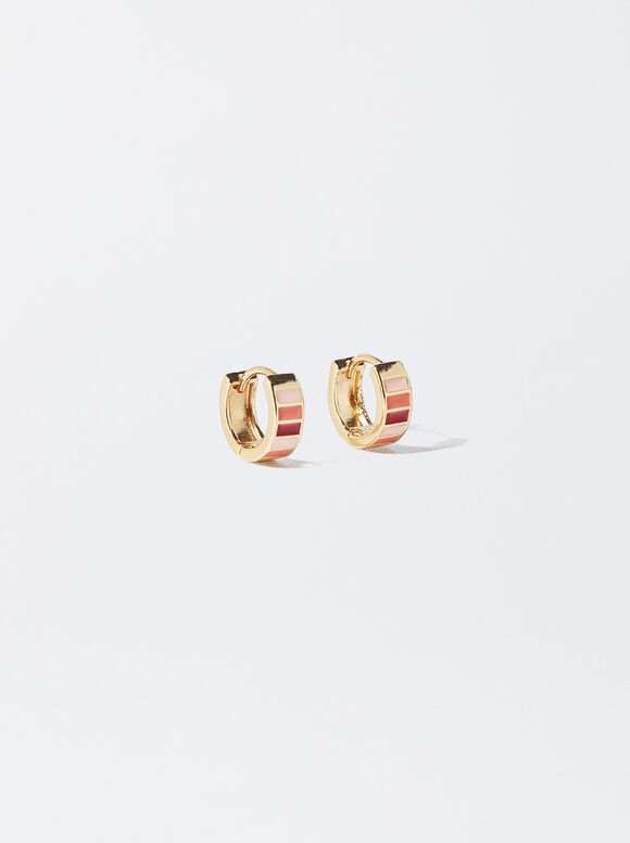 Pendientes De Aro Esmaltados - Coral