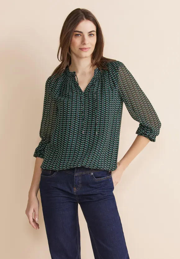Print Chiffonbluse - Black