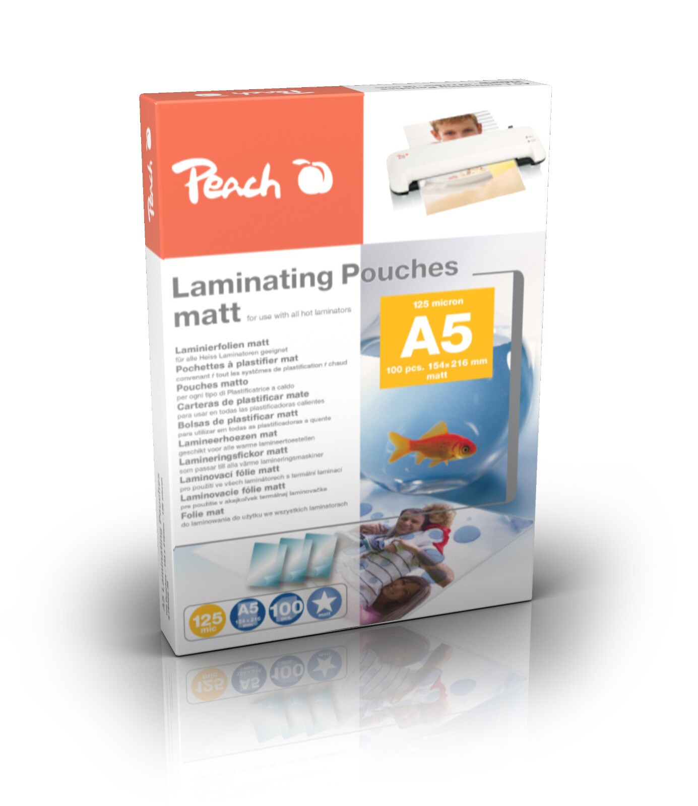 Peach 100 x A5 Laminierfolien, 125 mic, matt