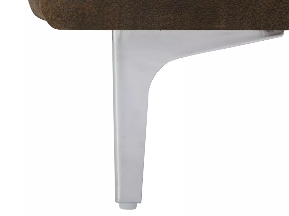 Pouf chesterfield en microfibre aspect cuir vieilli EDWINA