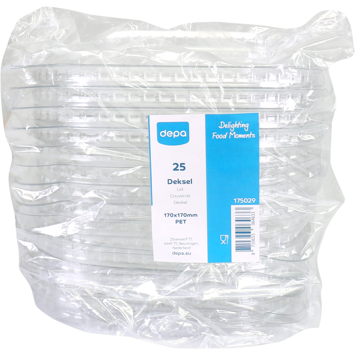 Depa Deksel, saladebak, PET, vierkant, 170x170x transparant
