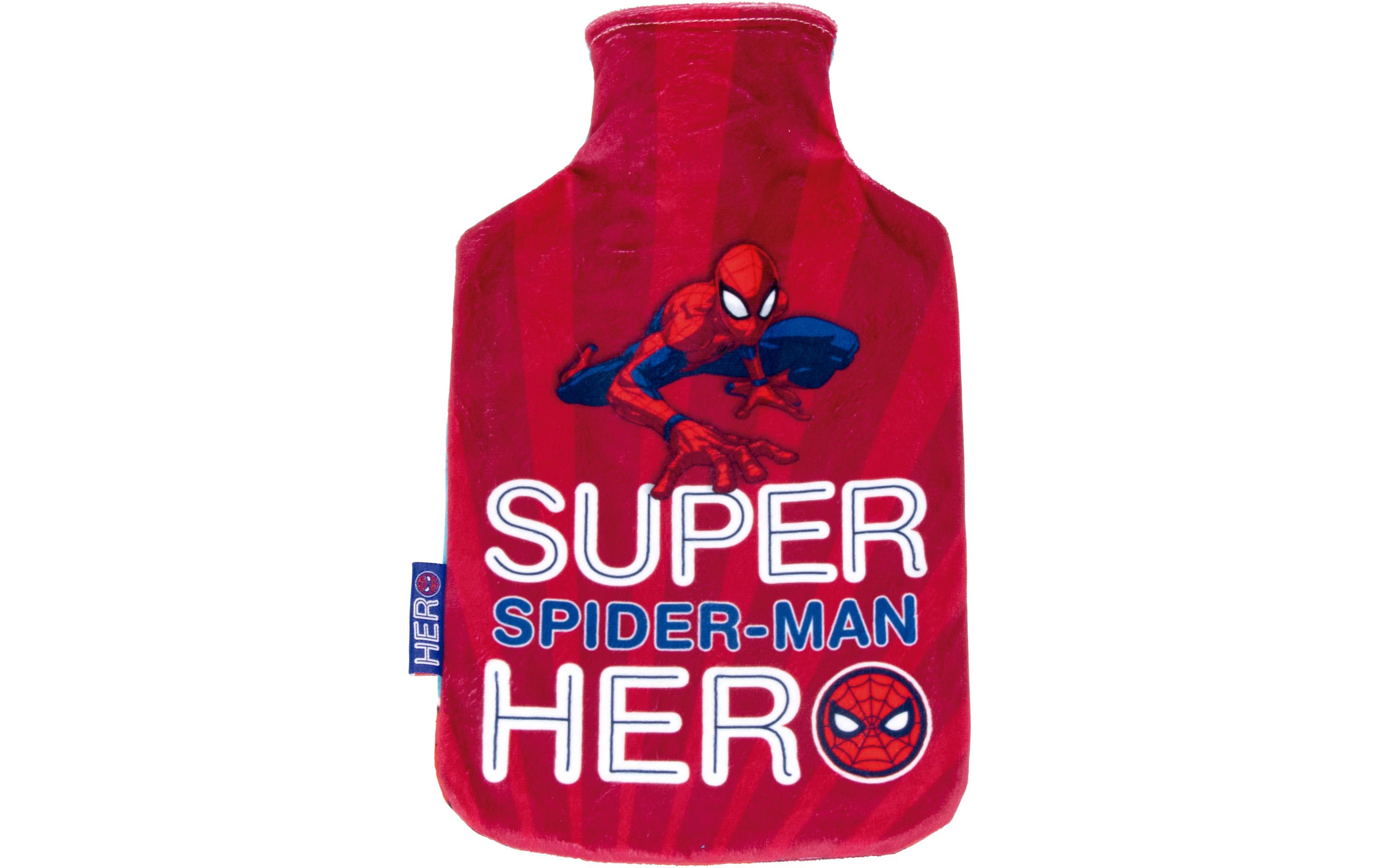 Bettflasche Spiderman Hellblau/RotWärmflasche mit Textilbezug