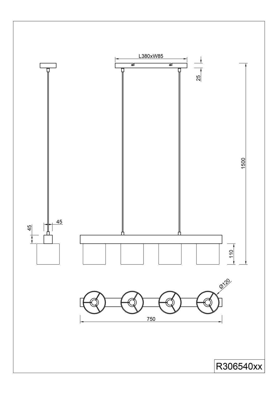 Retrofit Pendellampe CAMERON weiß