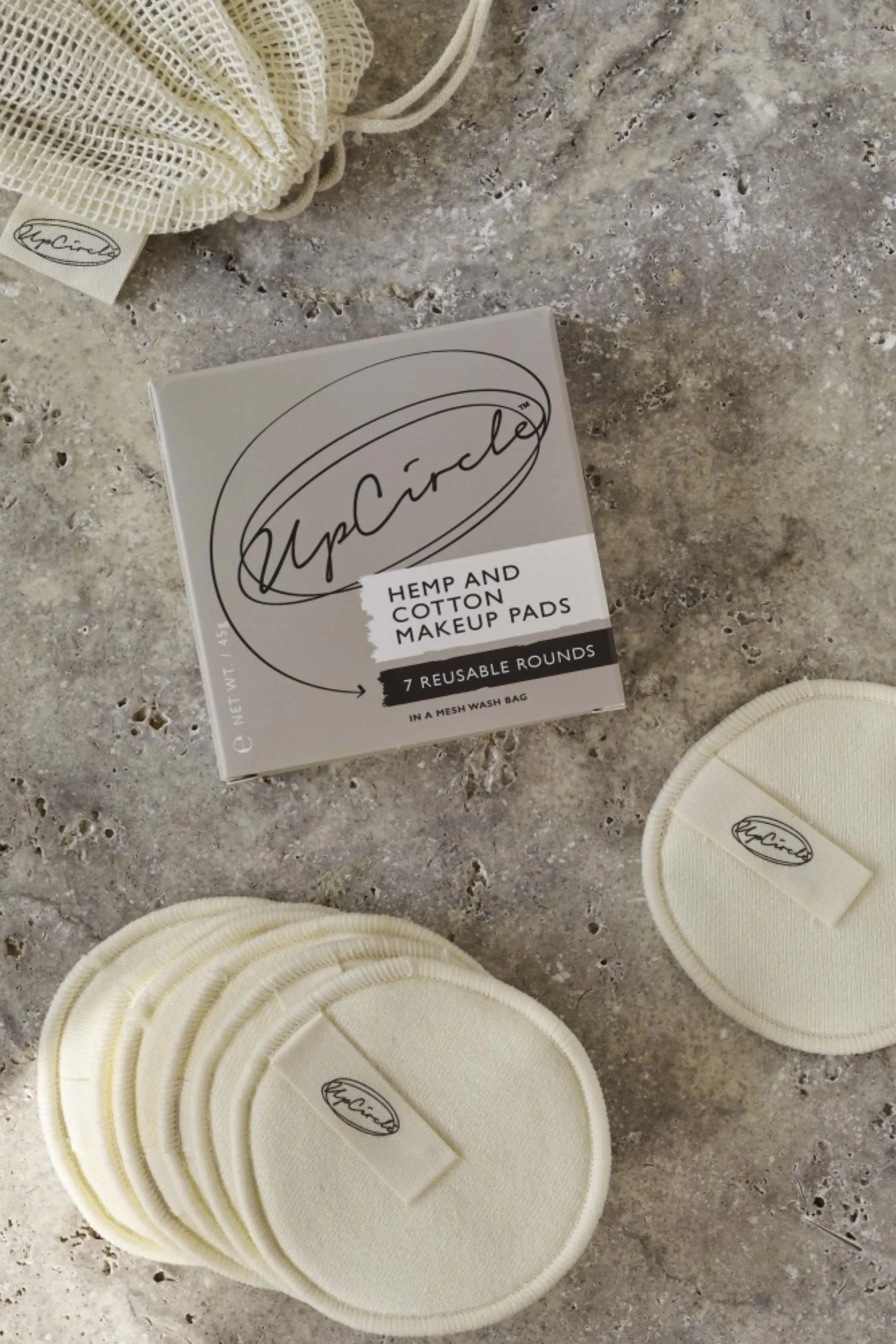 UpCircle 7 cotons démaquillants en chanvre + sachet de lavage