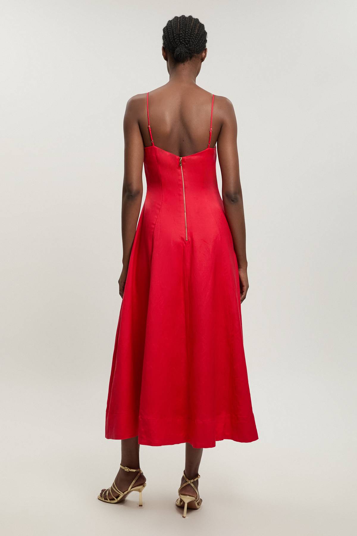 KarenMillen Robe Maxi en Lin Tissé à Bretelles