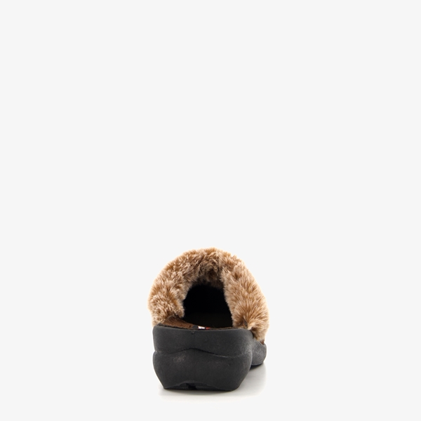 Blenzo dames pantoffels bruin met imitatiebont