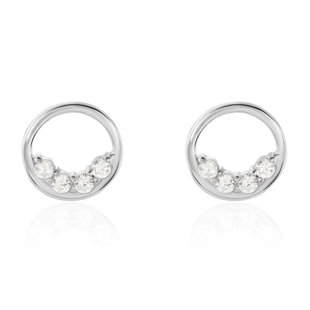 Boucles D'oreilles Puces Argent Blanc Vivence Oxydes De Zirconium