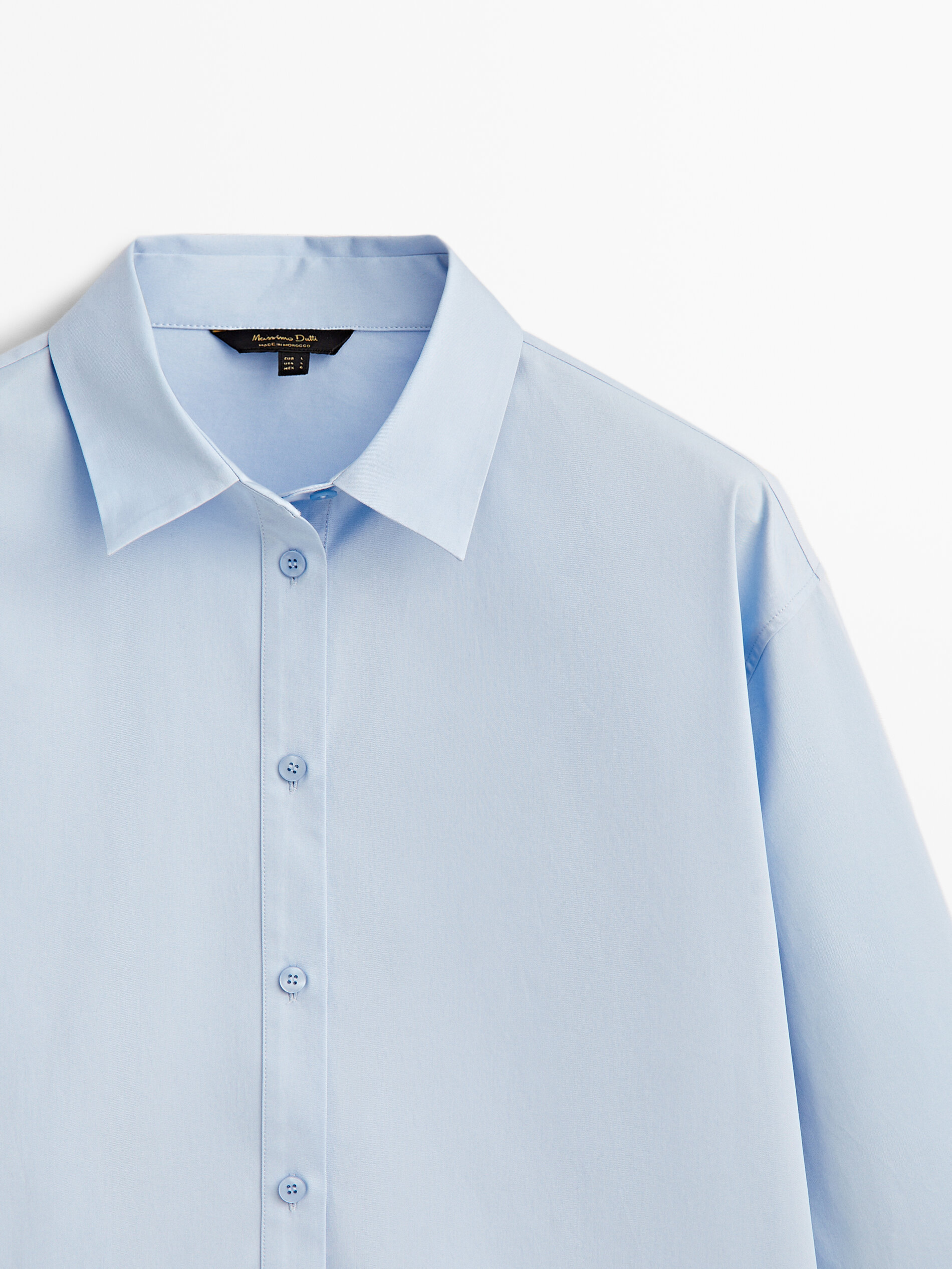 Camisa de algodão popeline sarjado - CELESTE