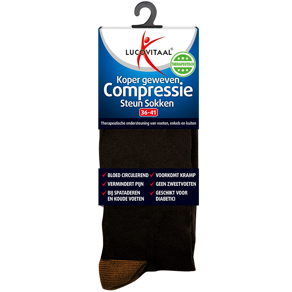 Lucovitaal Compressie Steun Sokken Zwart maat 36-411 paar