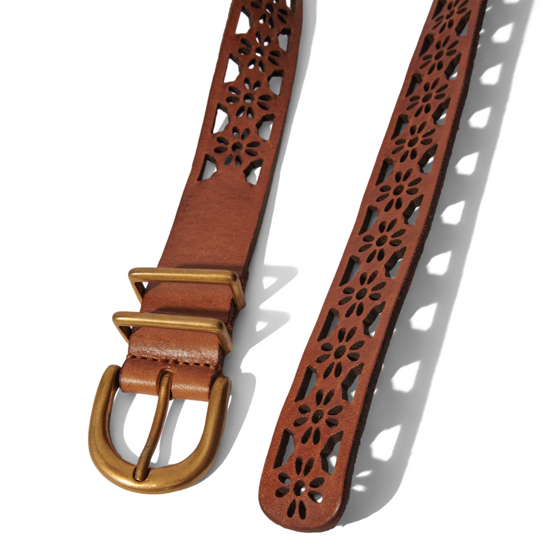 Ceinture en cuir ajourée| Beige
