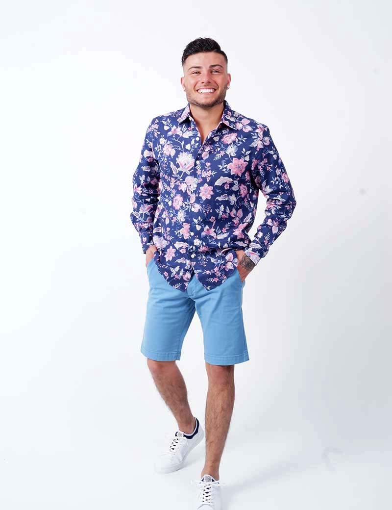 RECYCLED ART WORLD SHORT CHINO STRETCH LIGHT BLUE