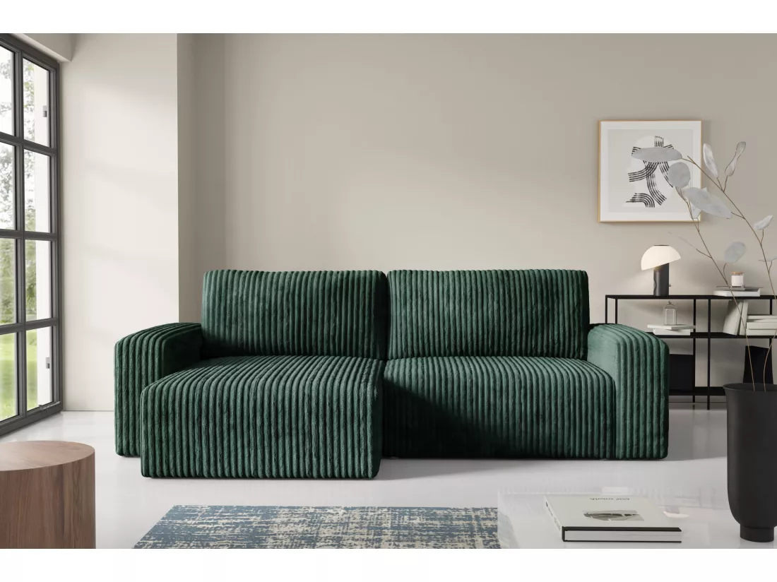 Canapé d'angle convertible Cord FANO Vert