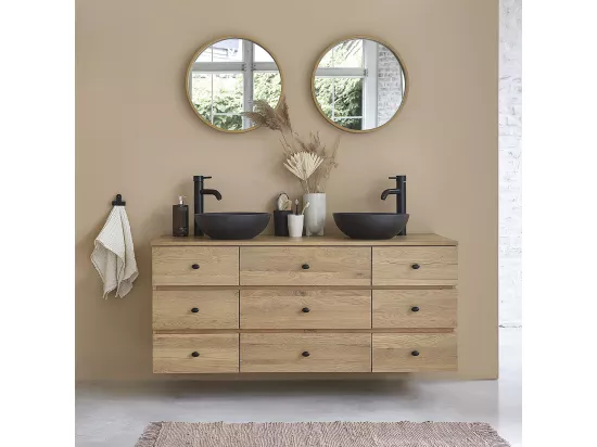 Meuble de salle de bain en bois de chêne 140 cm