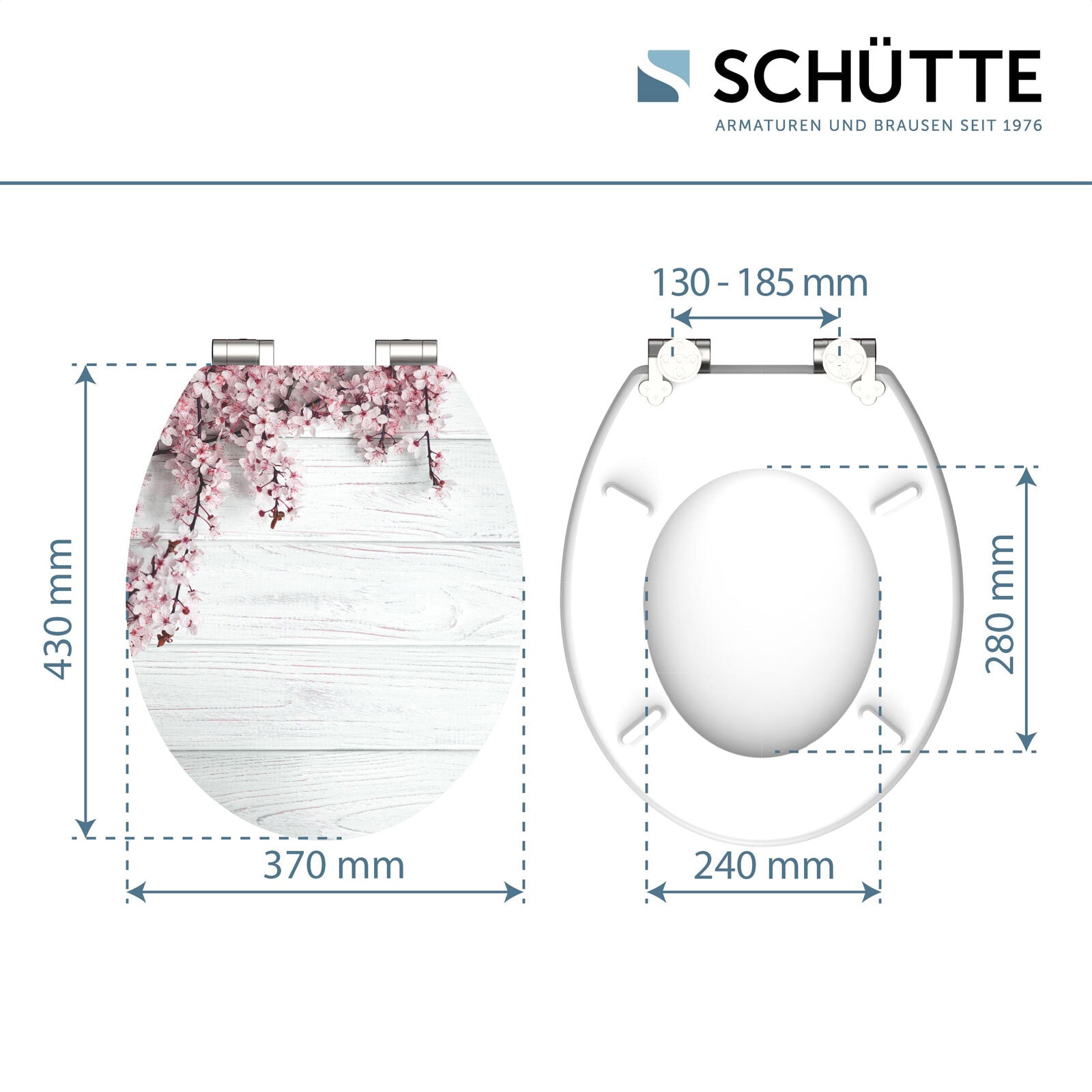 SCHÜTTE WC-Sitz High Gloss Flowers&Wood MDF Weiß ca. 37,5 x 3 x 44,5 cm