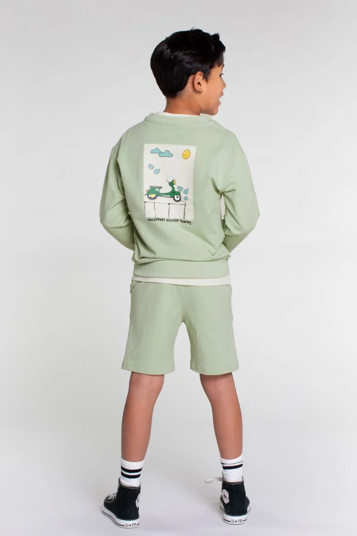 MOODSTREET groene moodstreet sweater boys sweat front back print