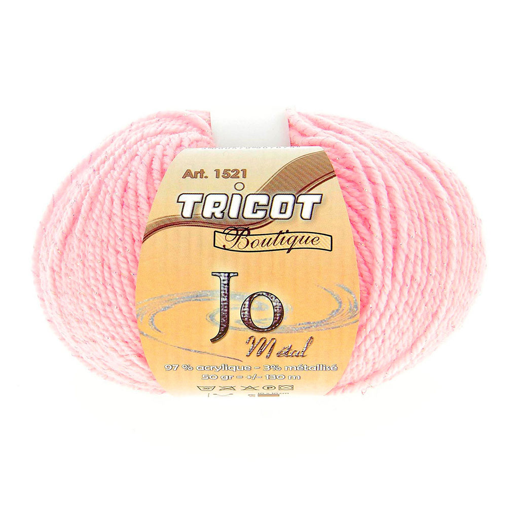 Pelote JO métallisé rose clair 50g