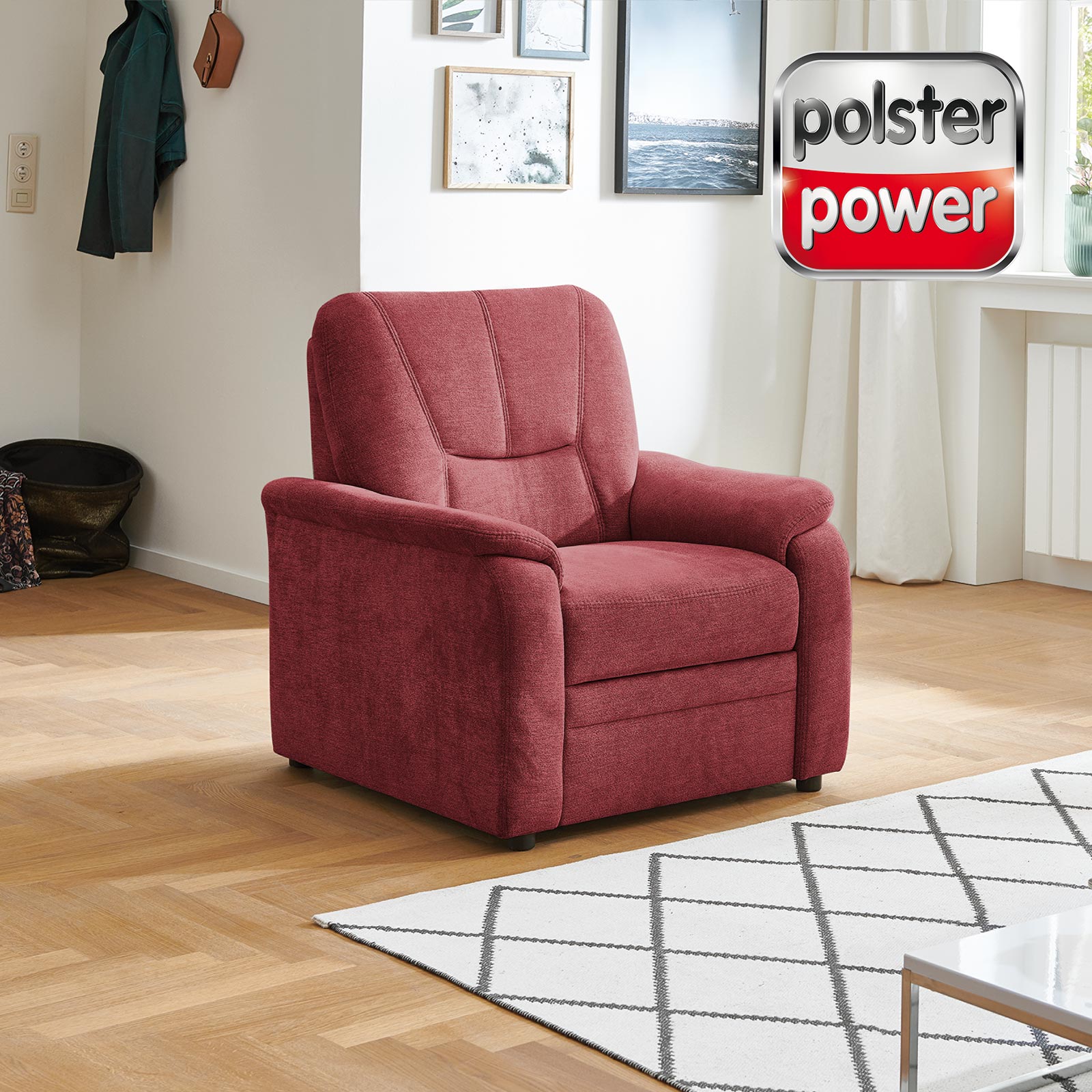 polsterpower Sessel - rot - Microchenille