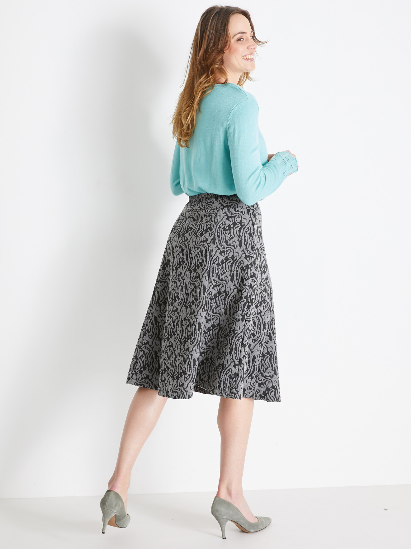 Jupe évasée maille jacquard