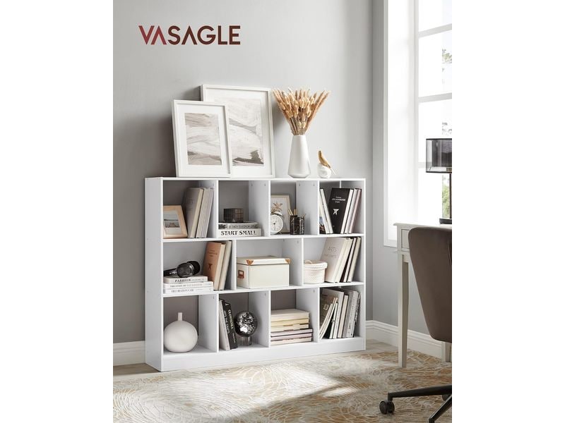 VASAGLE Bücherregal Weiss Bücherregal mit 11 Fächern