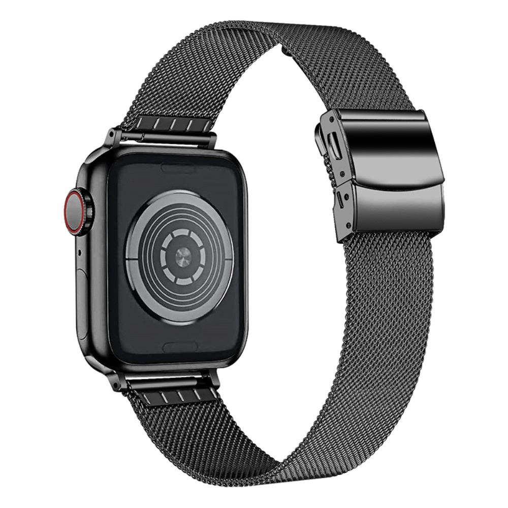 Apple Watch (42/41/40/38 mm) Edelstahl Milanaise Armband mit Butterfly Verschluss (Gelenkumfang: 175-250mm) - Schwarz