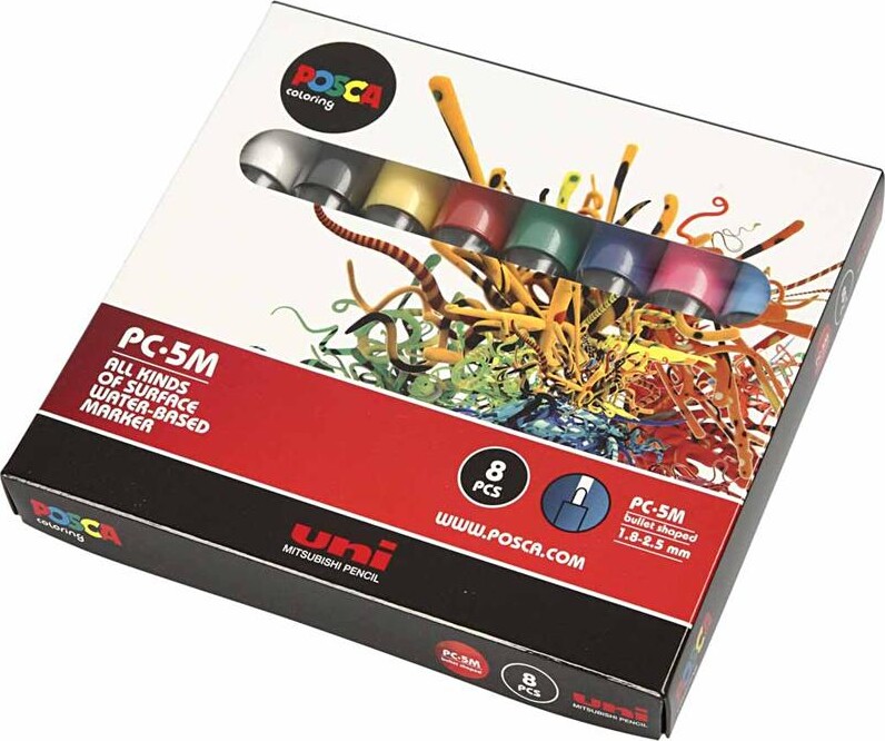 Posca Tusch - Nr. Pc-5M - Tykkelse 2,5 MM - 8 Farver