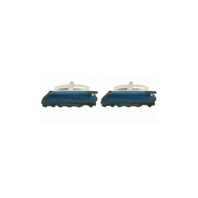Boutons de manchette, Train Mallard steam bleu