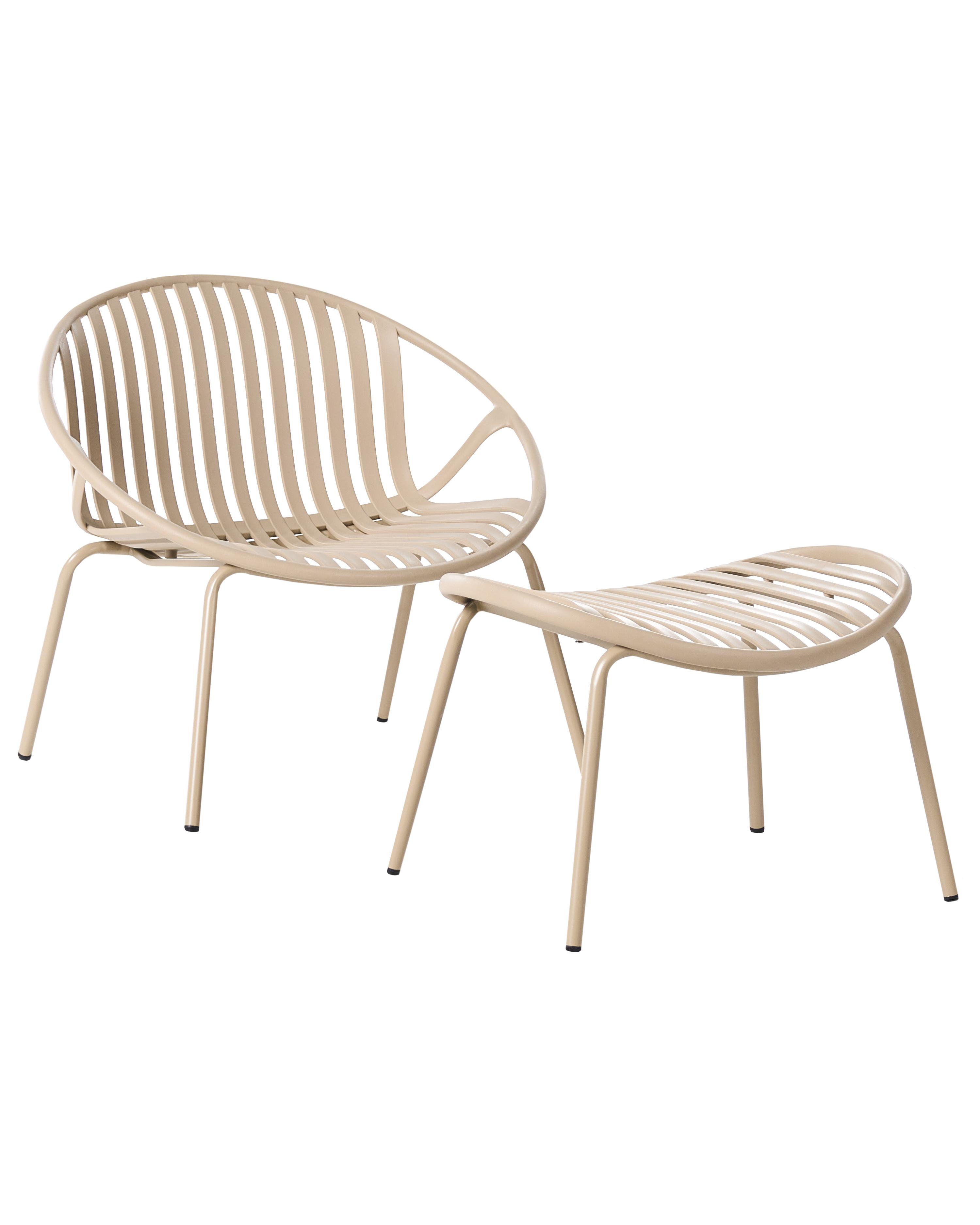 Set van 2 tuinstoelen CASPERIA met voetenbank Zandbeige