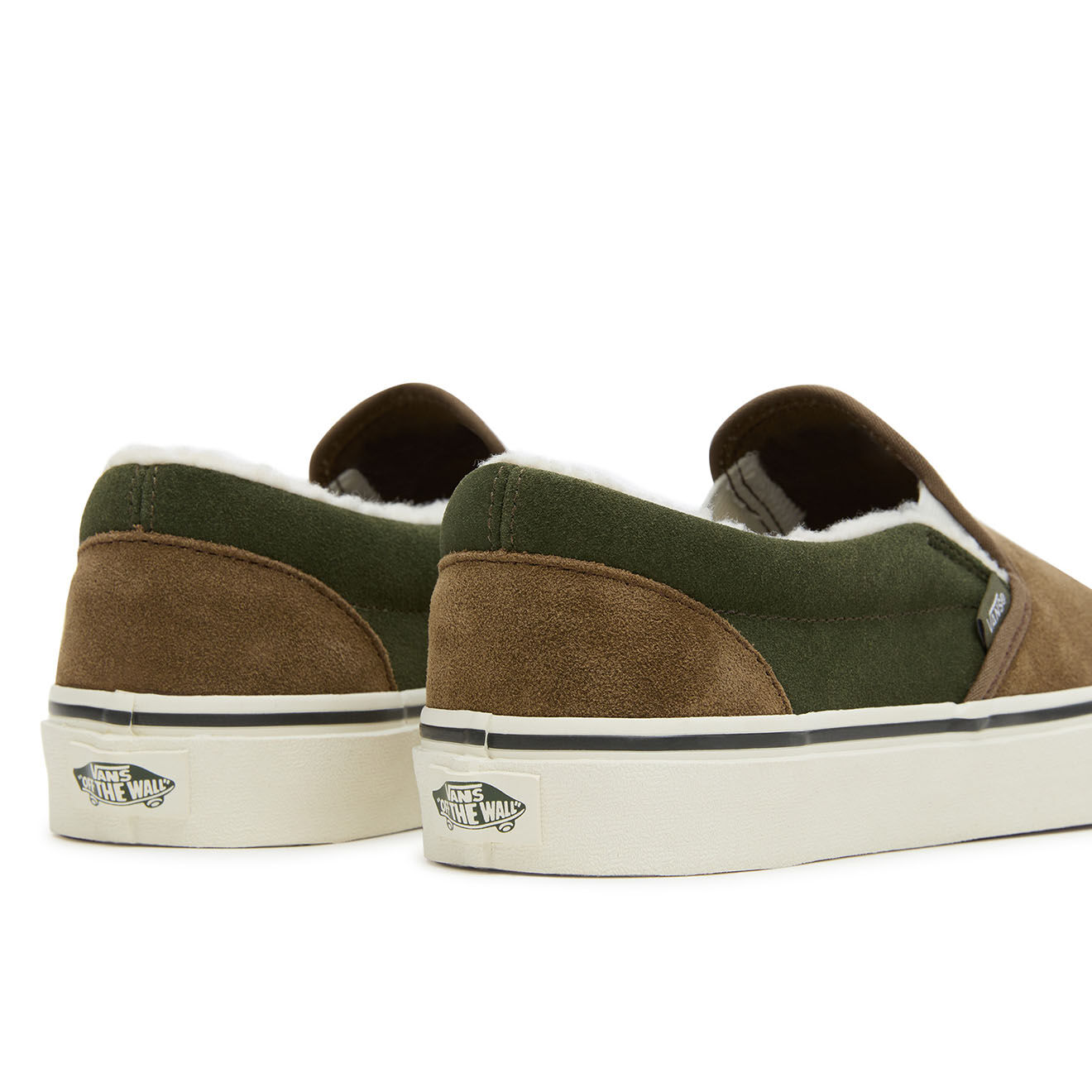 Vans Slip-on en Velours de Cuir Classic fourrées marron/kaki