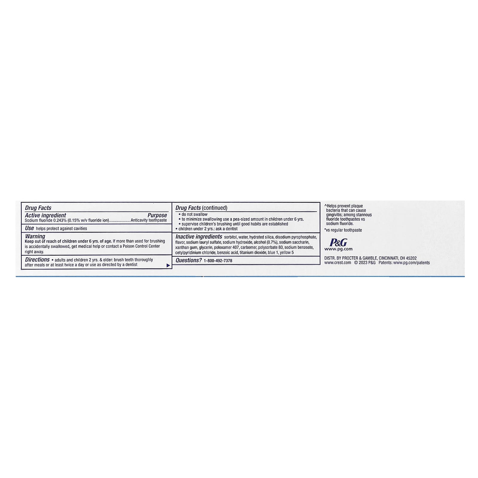 Crest, Plus Scope, anticariës fluoride tandpasta, Minty Fresh Striped, 2-pack, 153 g per stuk