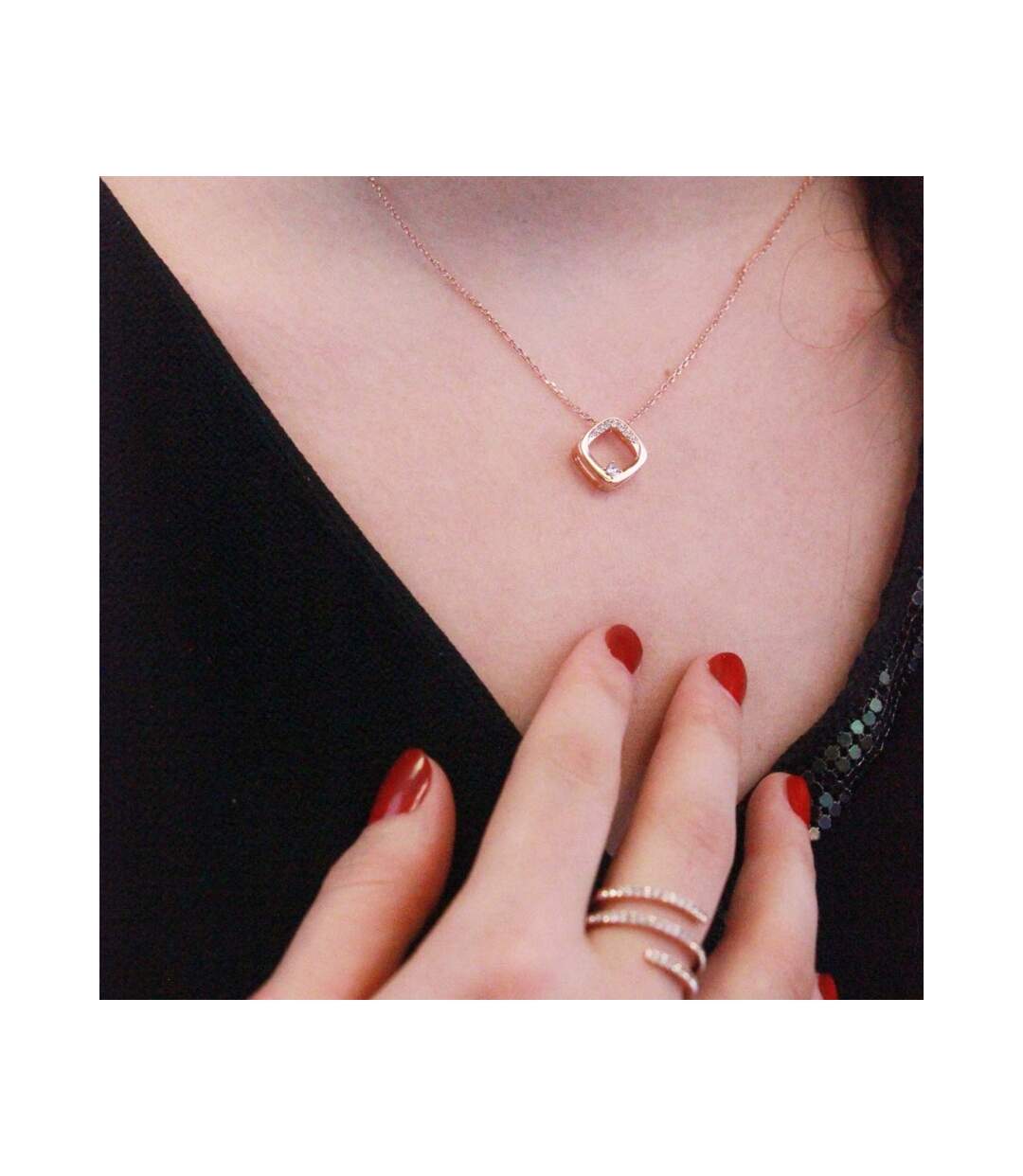 Pendentifs Adelise - Or Rosé et Cristal