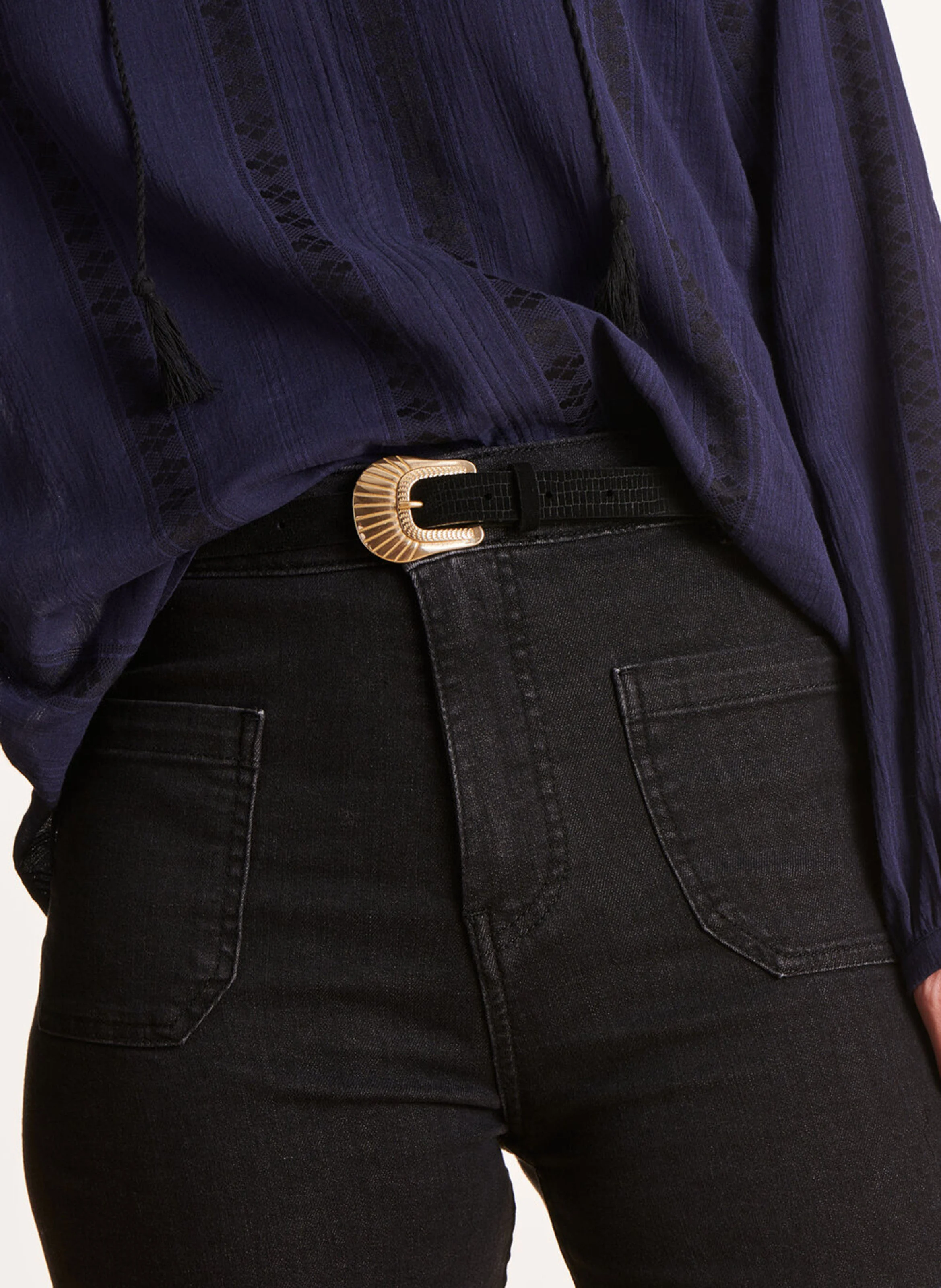 Ceinture en cuir velours | Noir