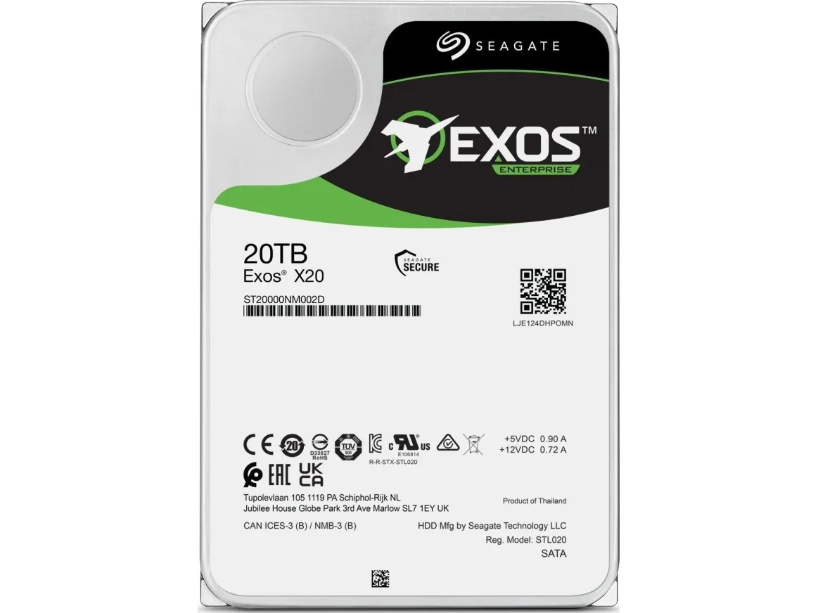 Seagate Exos X20 ST20000NM002D - Harddisk - 20 TB - intern - SAS 12Gb/s - 7200 rpm - buffer: 256 MB