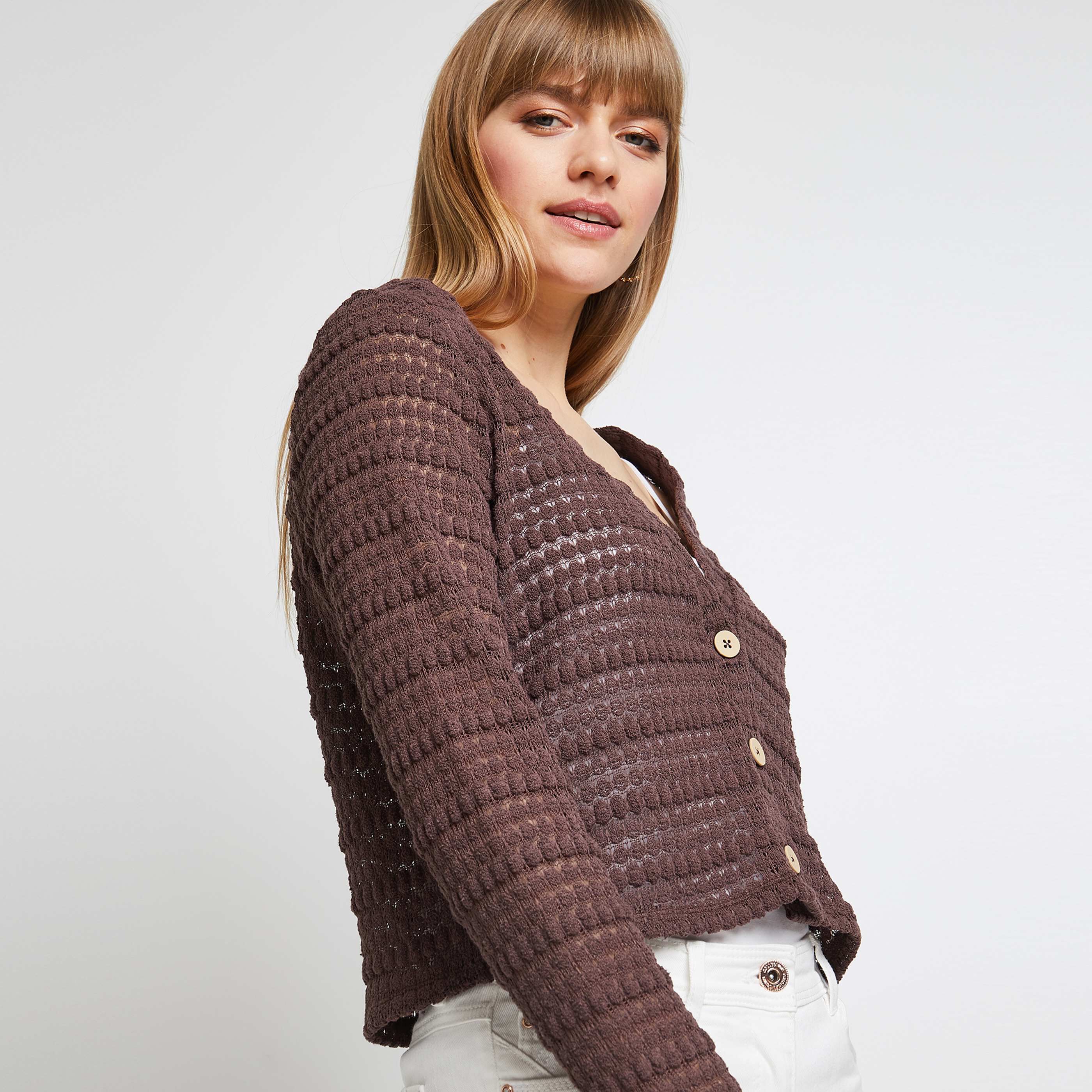 Gilet en maille femme - MARRON