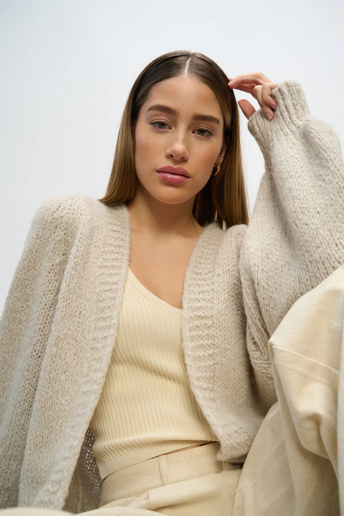 Noella Fora Knit Cardigan sand