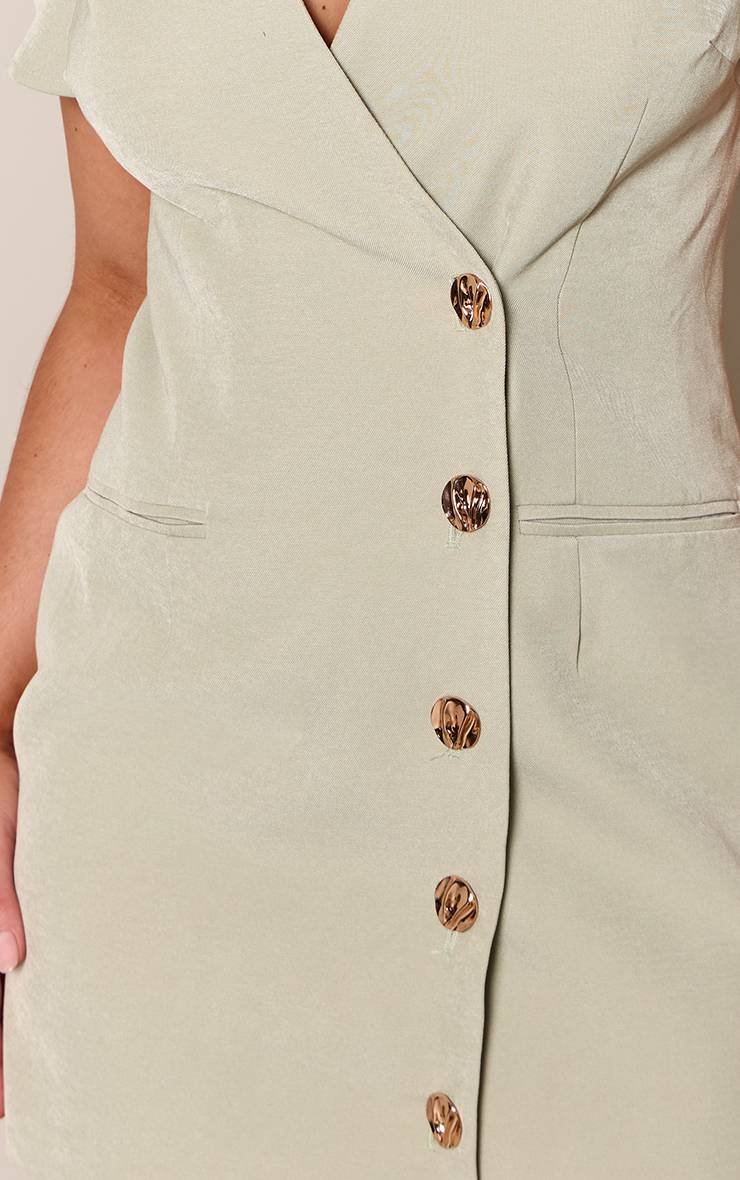 Mint Green Robe Blazer Courte À Manches Courtes Près Du Corps