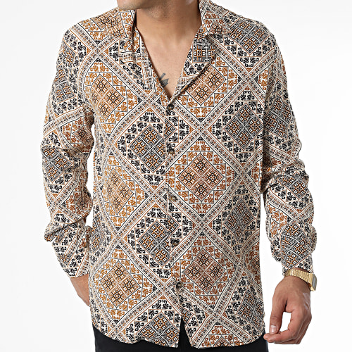 Chemise Manches Longues Beige Jaune