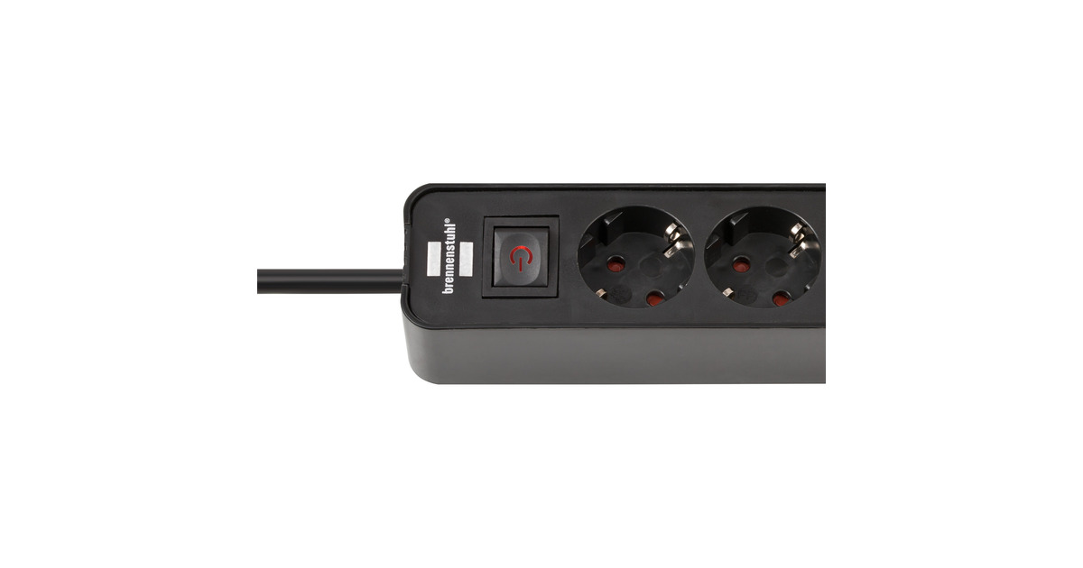 BrennenstuhlEcolor 4-voudige stekkerdoos met 2 USB-laadaansluitingen stekkerdoos  (Zwart, 2x USB-C)
