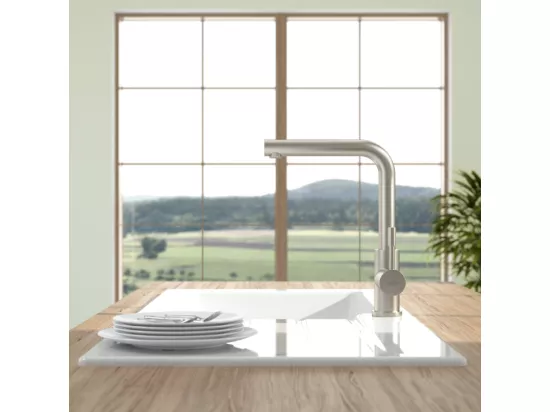 Robinet cuisine VILLEROY ET BOCH Modern Steel acier massif + nettoyant