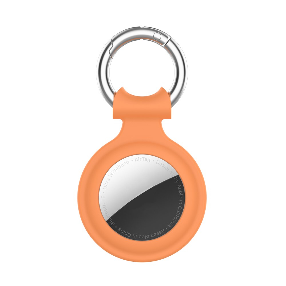 Apple AirTag Anhänger Silikon Case Hülle Herzausschnitt Schlüsselanhänger mit Schlüsselring - Orange
